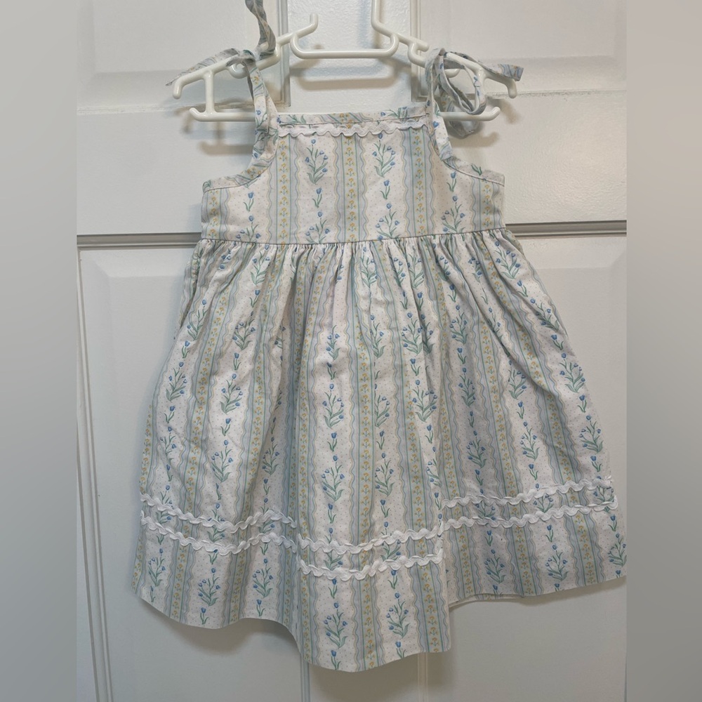 Smockingbird Blue Floral Toe‎ Shoulder Cotton Dress Cottegecore